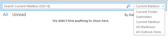outlook search issues